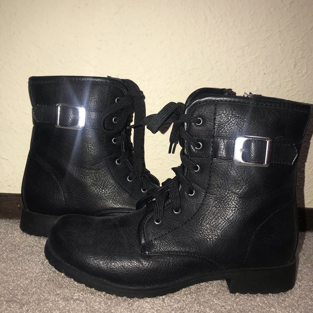 Black combat boots